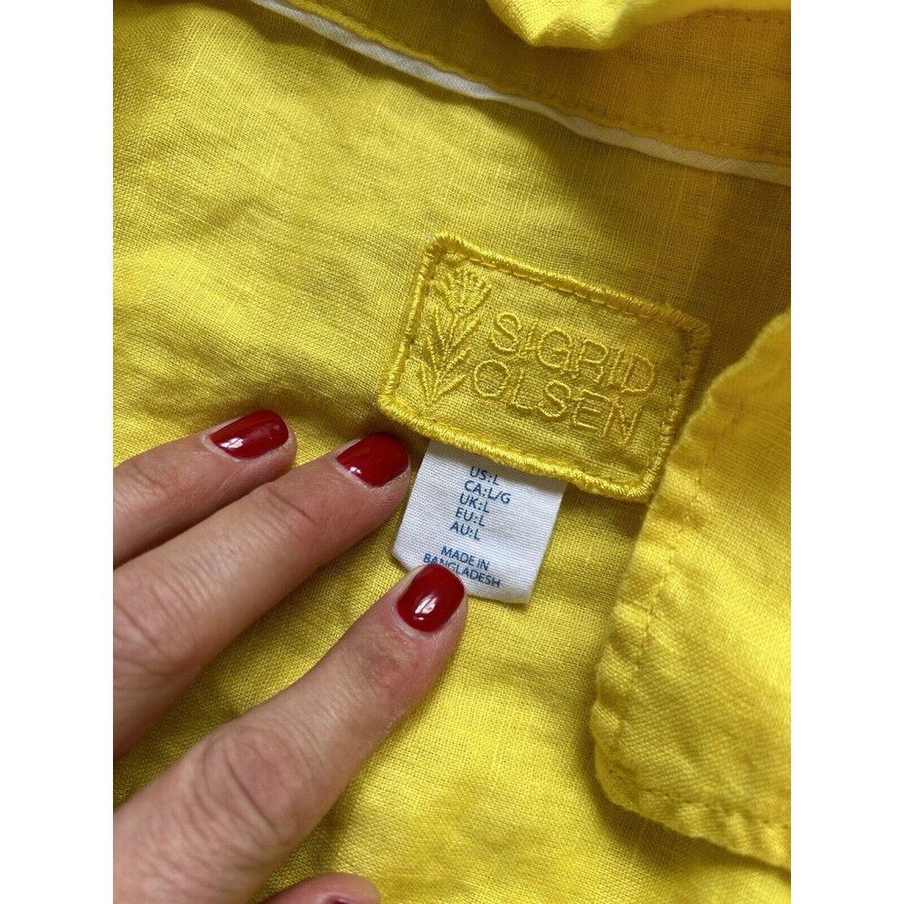 Sigrid Olsen Linen Button Front Roll Sleeve Shirt… - image 7